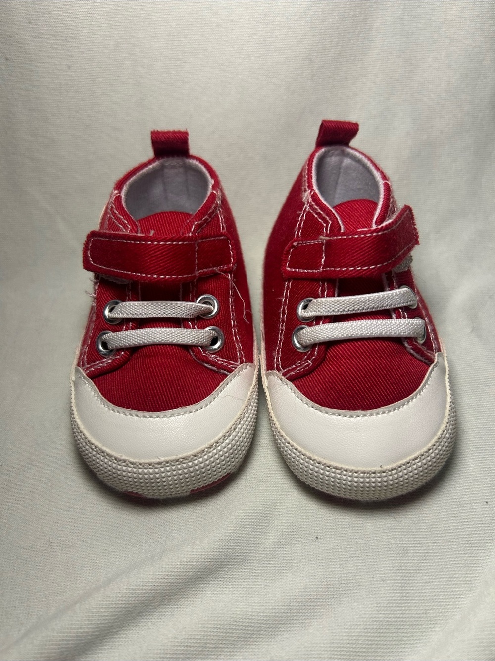 Kids Red Canvas Sneaker with White Toe